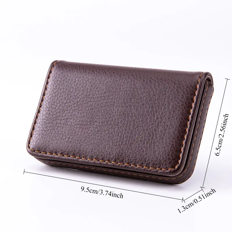 Sized Stitched PU Leather Credit High Quality Card Holder Visiting Business Card Case Wallet with Magnetic Shut for Men & Women