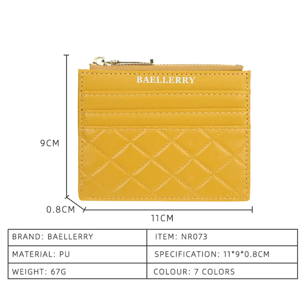 Baellerry New Mini Women Wallets Card Wallets Slim Zipper PU Leather Top Quality Fashion Female Purse Card Holder Wallet