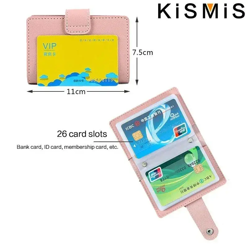 Slim Minimalist PU Leather Card Holder - 26 Card Slots Organizer Wallet, Compact and Stylish Accessory for Men and Women