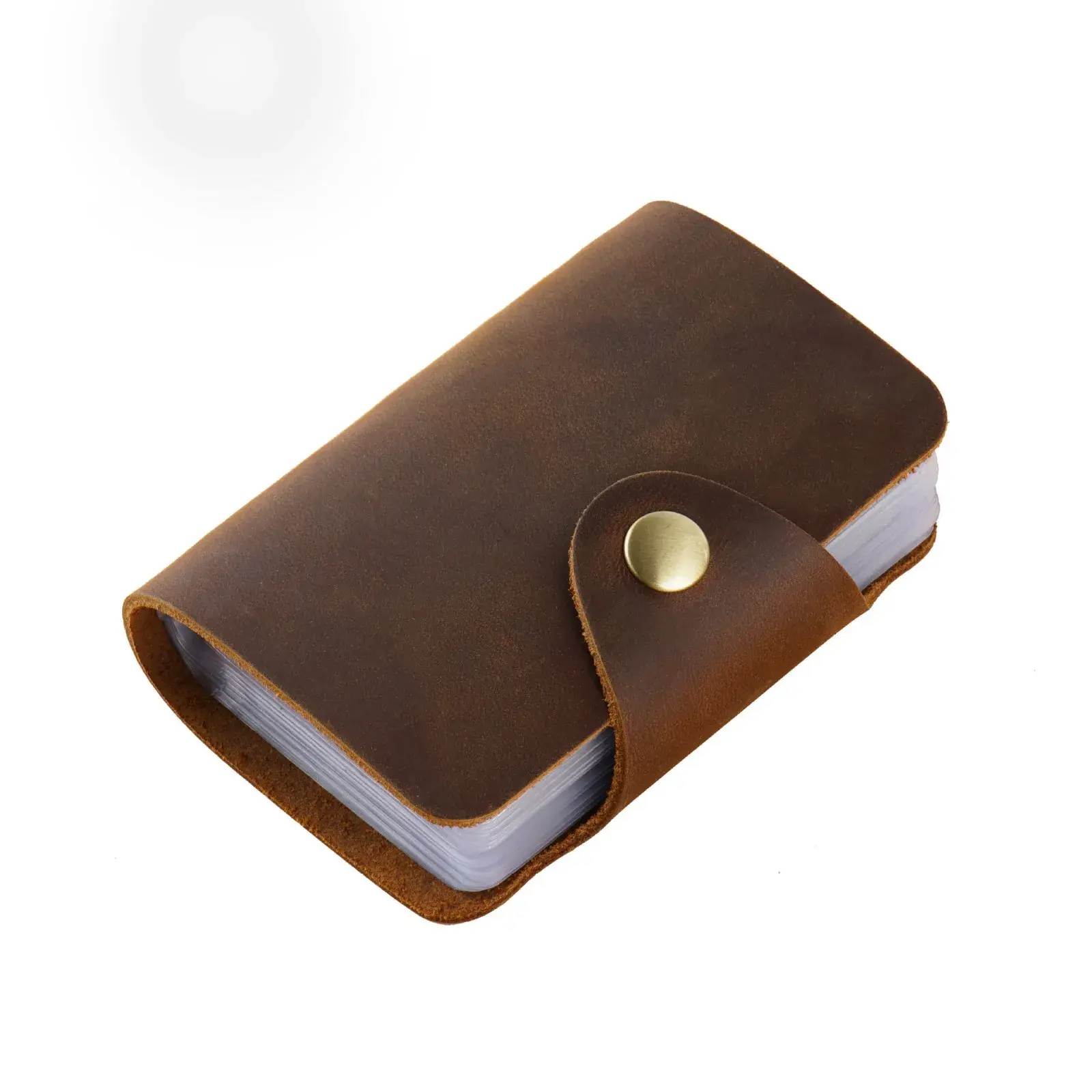 Genuine Leather Card Holder with 20 Card Slots, Minimalist Leather Pocket Wallet Card Case with Snap for Women Men Travel Wallet