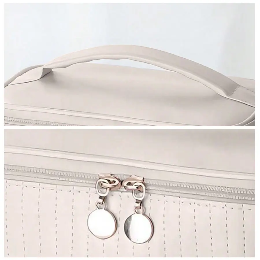 Makeup Bags for Women Travel Toiletry Cute Cases Bag Portable Solid Color Makeup Organizer Box Cosmetic Bag Neceser PU Leather