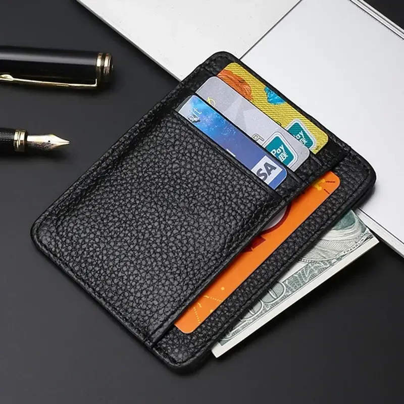 Fashion Women's Genuine Leather Card Wallet with Zipper Pocket Slim Small Coin Purse