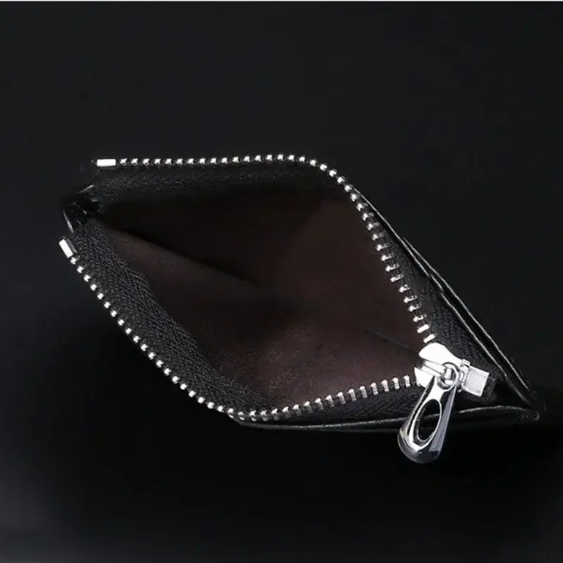 Fashion Women's Genuine Leather Card Wallet with Zipper Pocket Slim Small Coin Purse