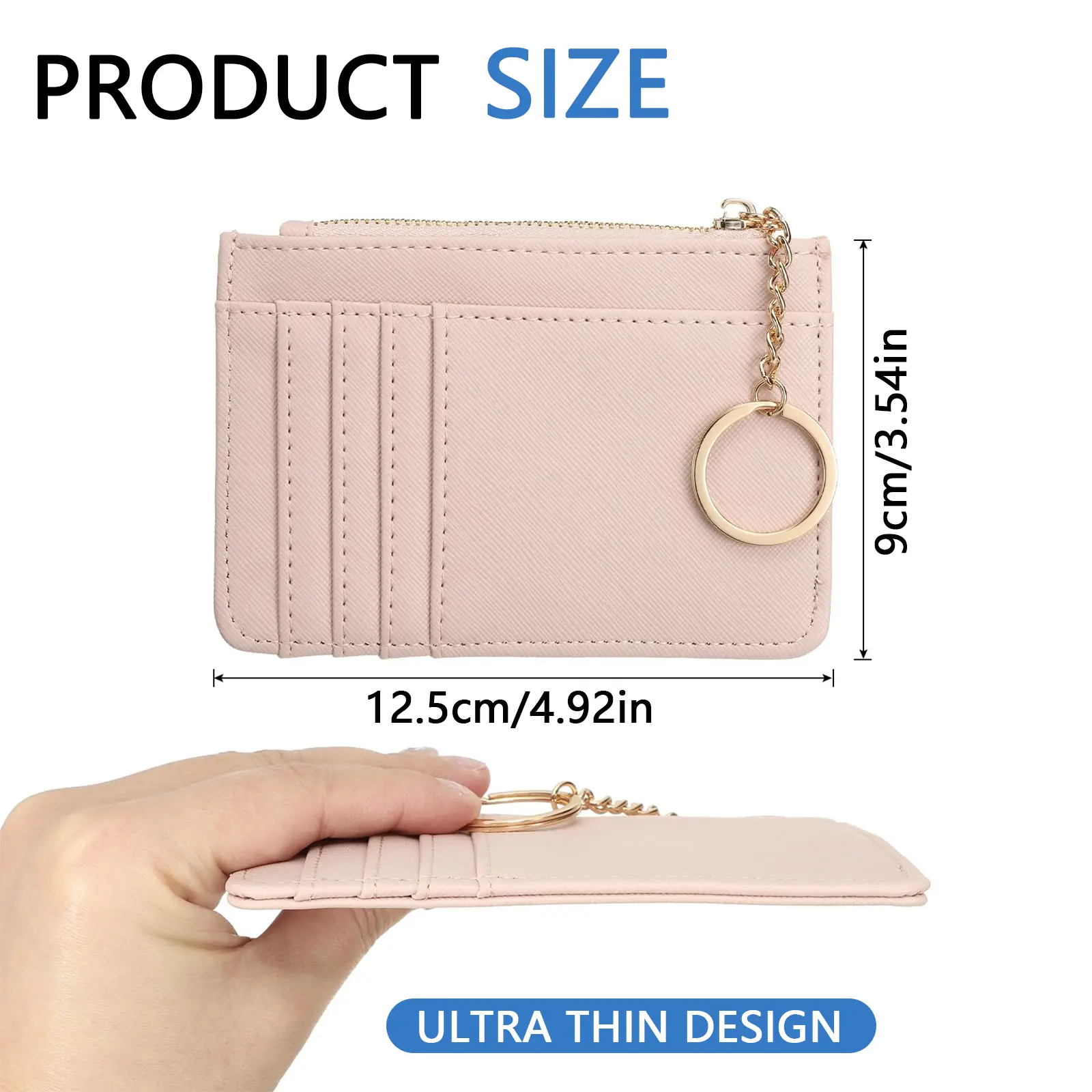 PU leather ladies' wallet, zippered coin purse, mini key case, multi-slot card holder,A-DH