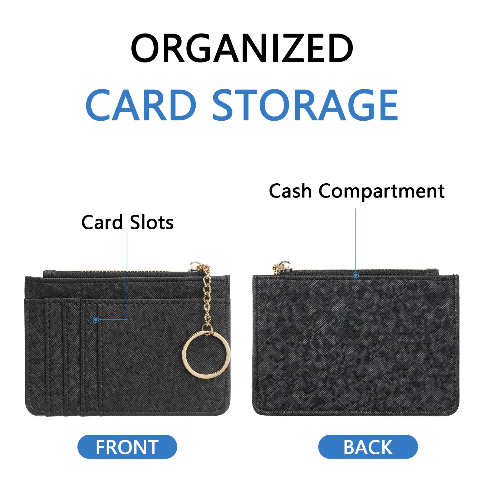 PU leather ladies' wallet, zippered coin purse, mini key case, multi-slot card holder,A-DH