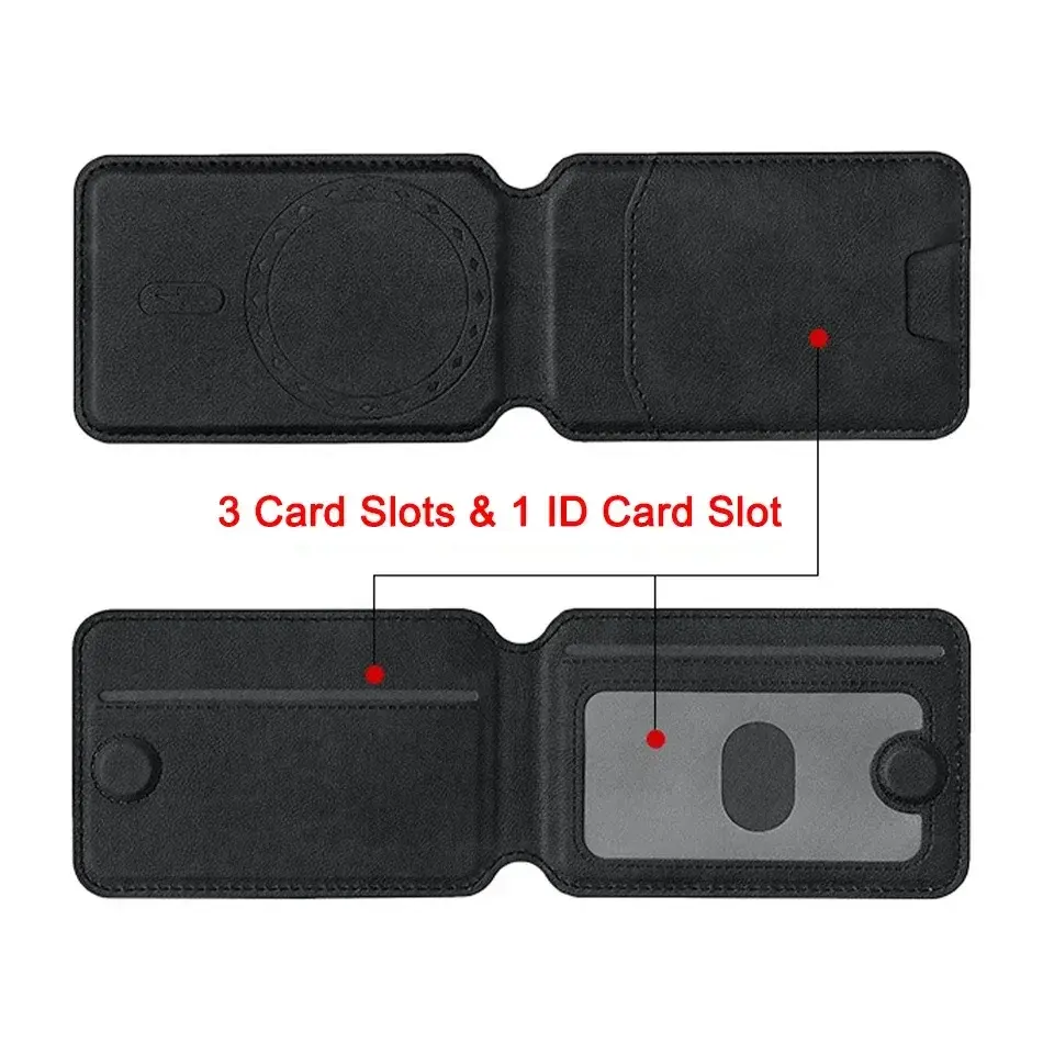 Magsafe Case Phone Back Cover Magnetic Pu Leather Wallet Card Holder Pocket Stand Cardholder for Apple Iphone Samsung Billetera