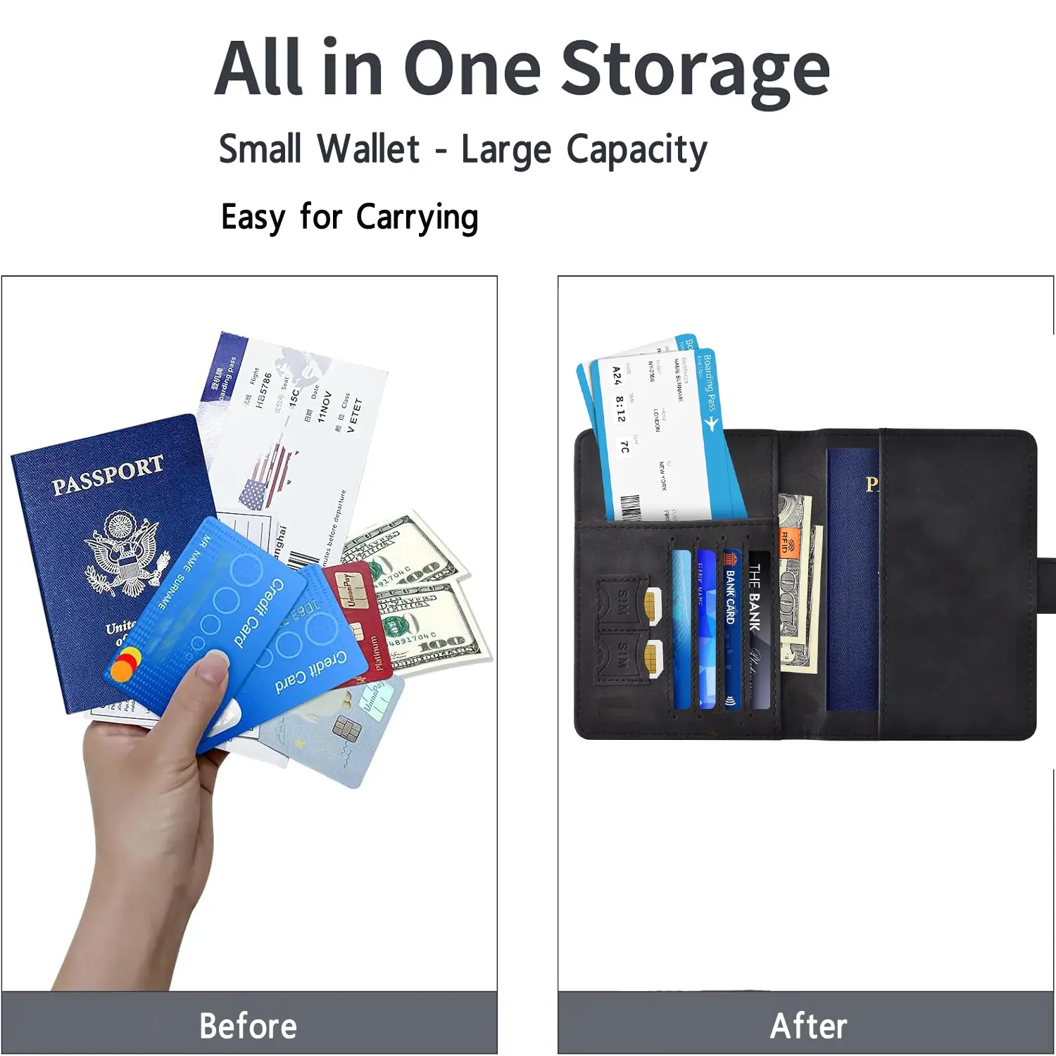 Women/Men Passport Holder for Travel Essentials PU Leather Passport Wallet Cover Case for Creditcard Organizer Bag