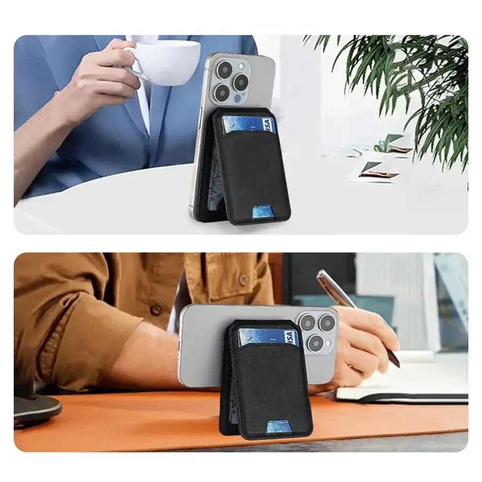 Magnetic Pu Leather Mobile Phone Case Card Pocket Phone Magsafe Credit Cards Holder Stand Cardholder for Apple Iphone 16 15 14