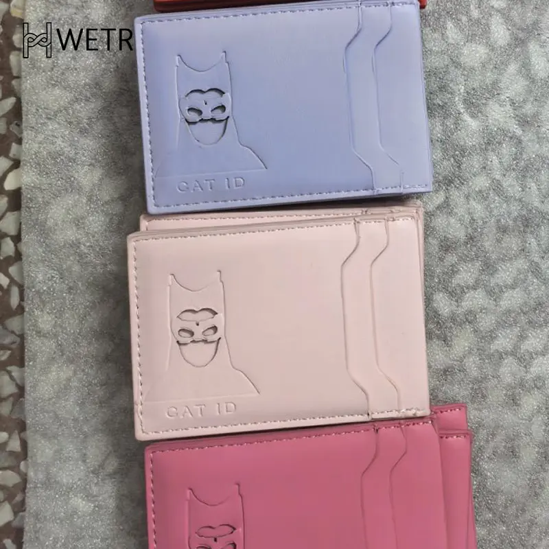 Leather Style Character ID Card Clip Hollow Out Character Design Multiple Card Slots Storage Protective Cover Gift