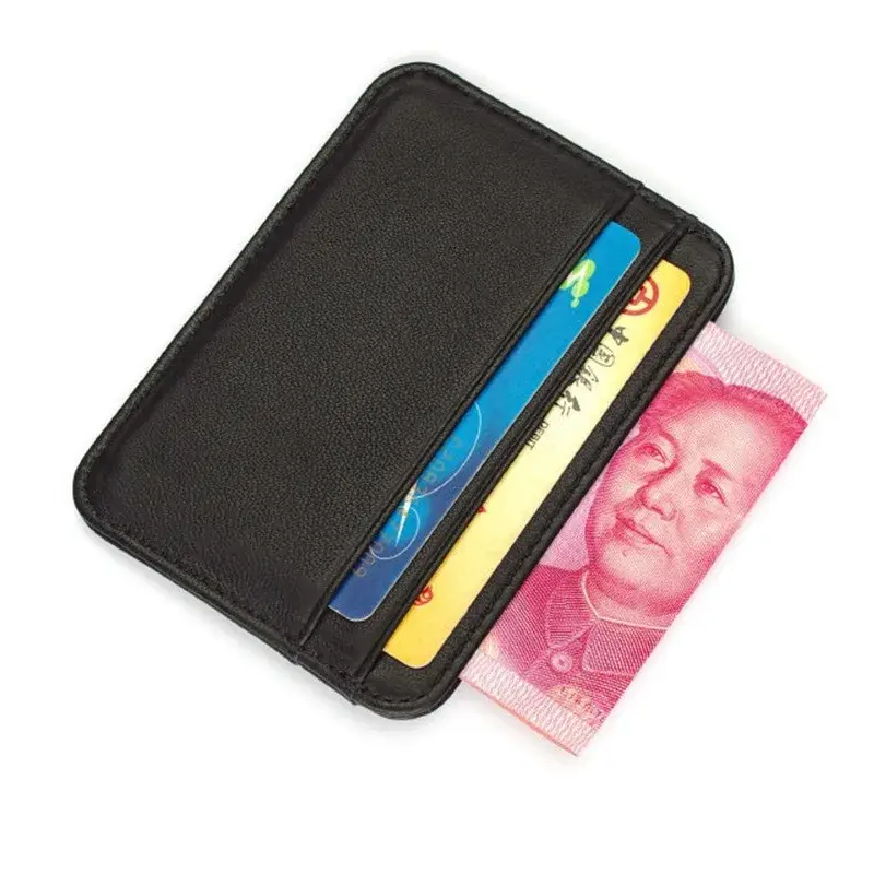 Real Cow Genuine Leather Credit Card Holder Wallet Men Women Slim Thin Minimalist Wallet Purse Money Bank Cardholder Case Choice