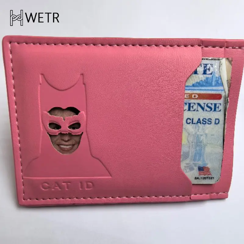 Leather Style Character ID Card Clip Hollow Out Character Design Multiple Card Slots Storage Protective Cover Gift