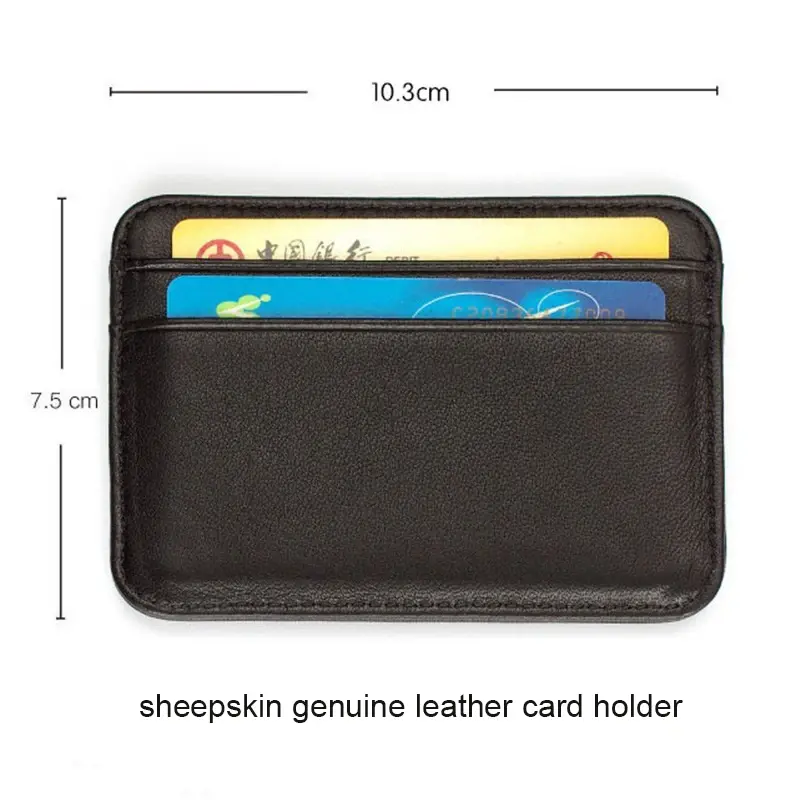 Real Cow Genuine Leather Credit Card Holder Wallet Men Women Slim Thin Minimalist Wallet Purse Money Bank Cardholder Case Choice