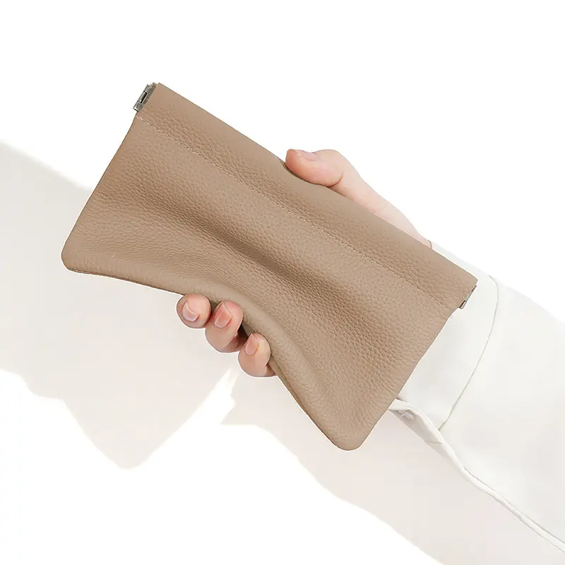 Self-Closing Artificial Leather Long Wallet Passport Driver's License ID Holder Headphone Data Cable Storage Cash Pouch