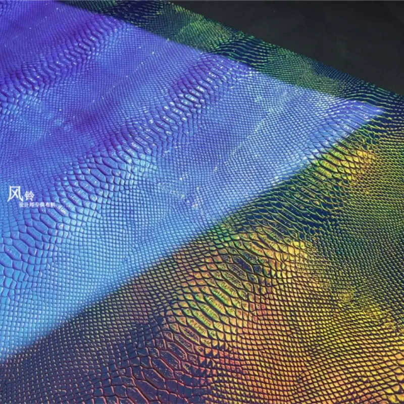 Leather Colorful Laser Reflective Fabric Waterproof for Coat Clothing Decoration Background Designer Diy Sewing Material Cloth