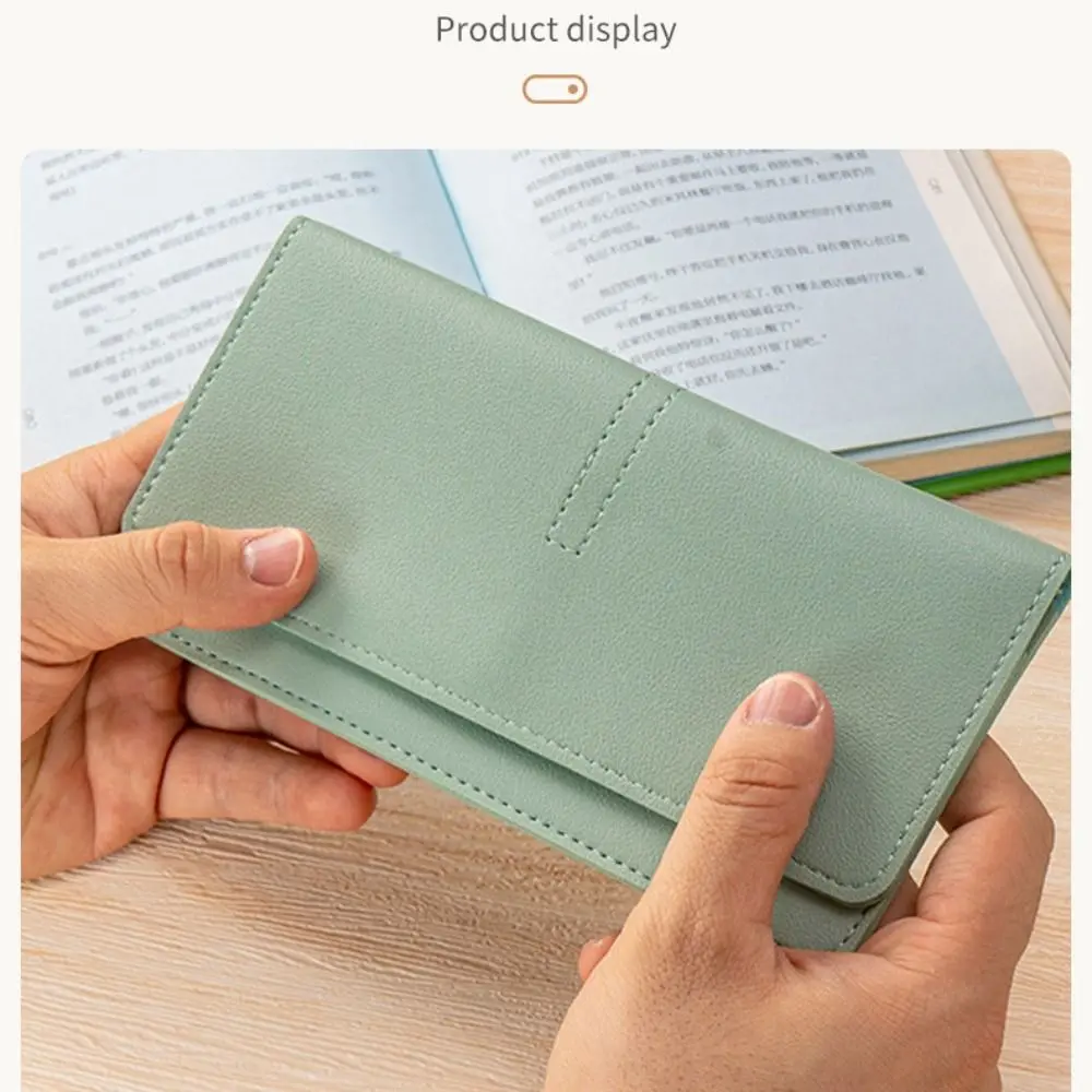 Minimalist PU Leather Leather Women Wallets Solid Color Large Capacity Women Thin Wallets Storage Bag Women Coin Purse