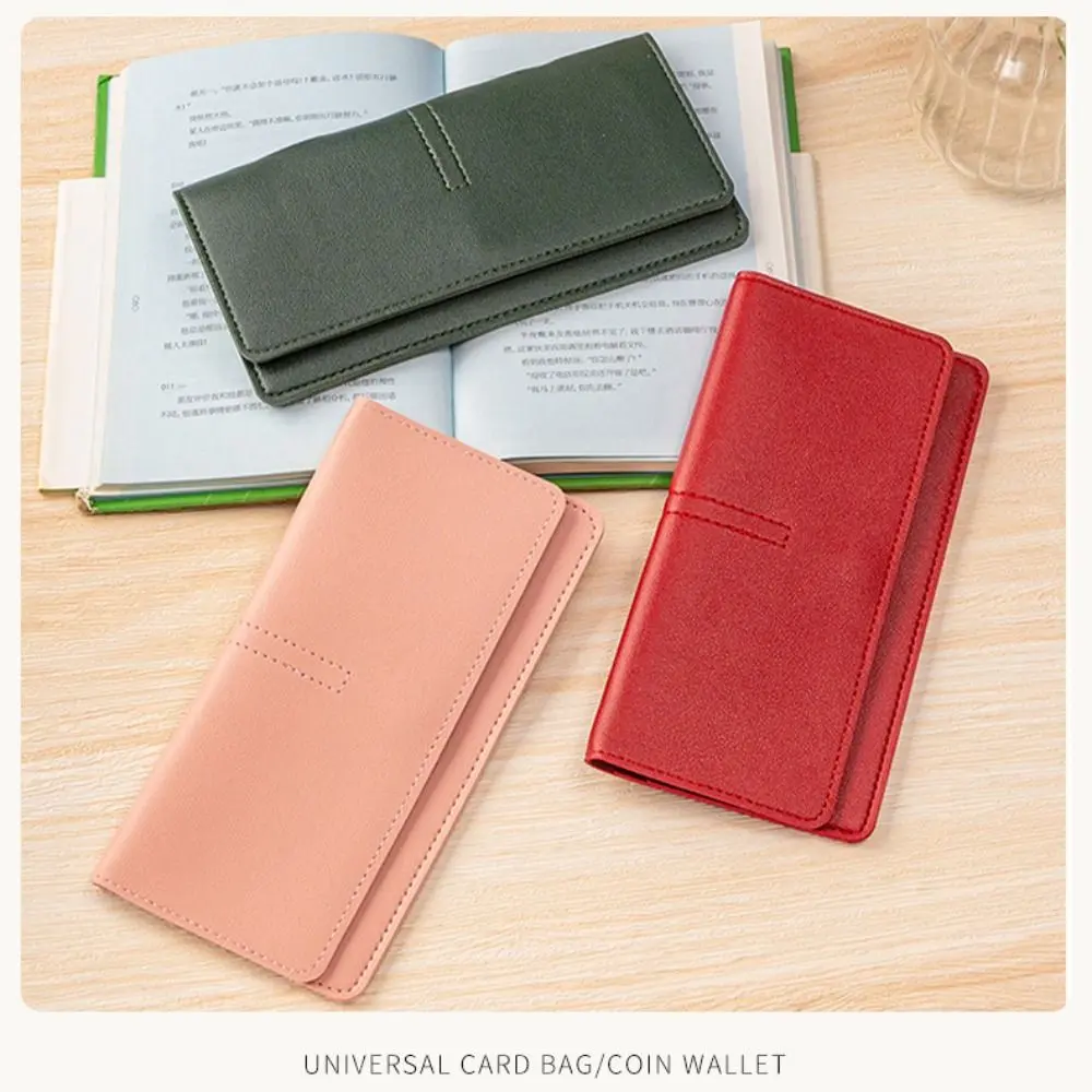 Minimalist PU Leather Leather Women Wallets Solid Color Large Capacity Women Thin Wallets Storage Bag Women Coin Purse