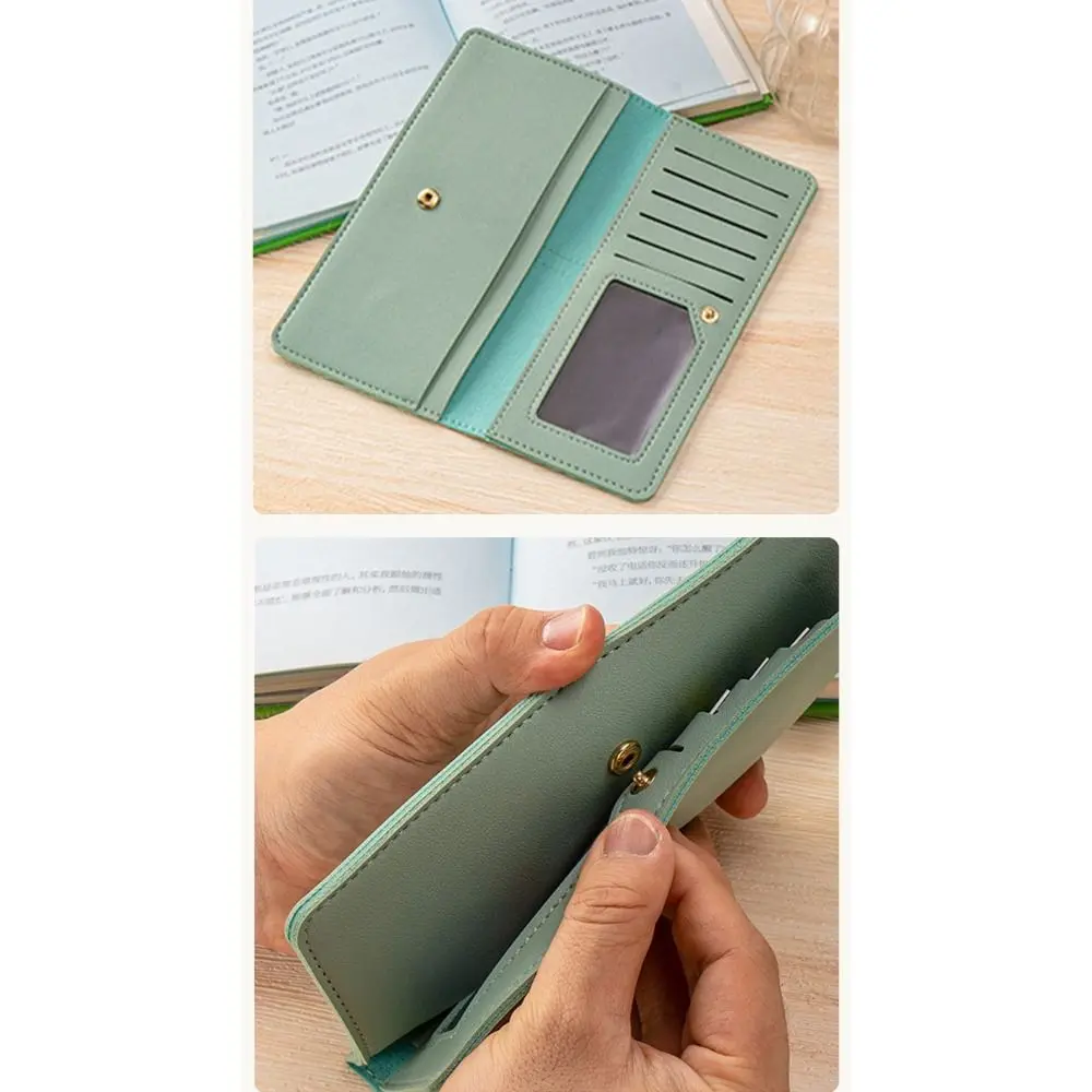 Minimalist PU Leather Leather Women Wallets Solid Color Large Capacity Women Thin Wallets Storage Bag Women Coin Purse