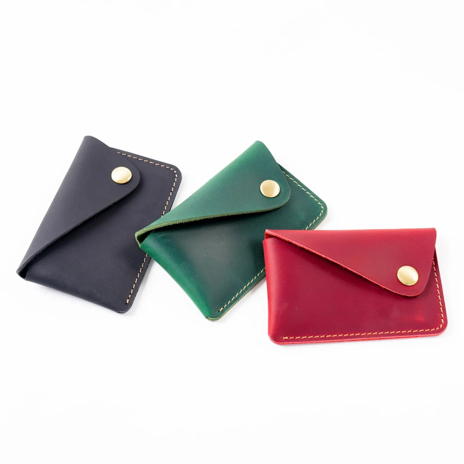 Genuine Leather Credit Card Holder Portable Pocket Wallet Minimalist Small Change Pouch Coin Purse with Snap Closure