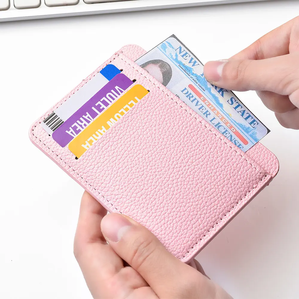 1pcs Women's Short Ultra Thin Mini Fashion Bank Card Credit Card Holder Wallet Simple PU Leather Card Holder