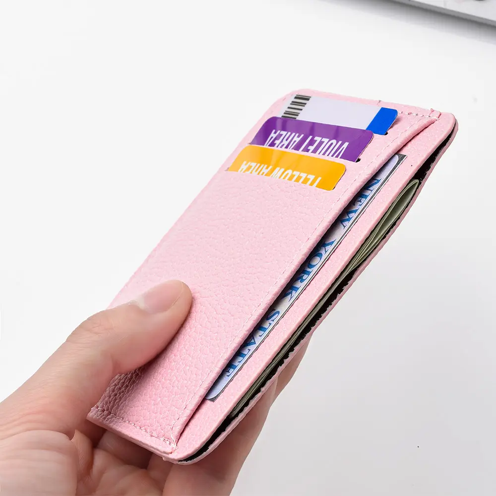 1pcs Women's Short Ultra Thin Mini Fashion Bank Card Credit Card Holder Wallet Simple PU Leather Card Holder