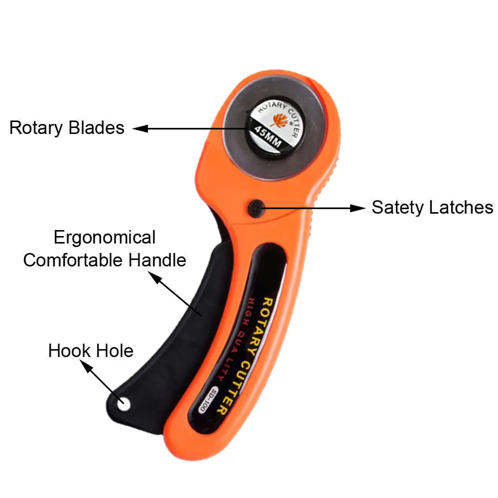 New 45mm Rotary Cutter Set Leather Craft Cutting Tool with Ergonomic Handle for DIY Fabric Patchworking Sewing Quilting Crafting