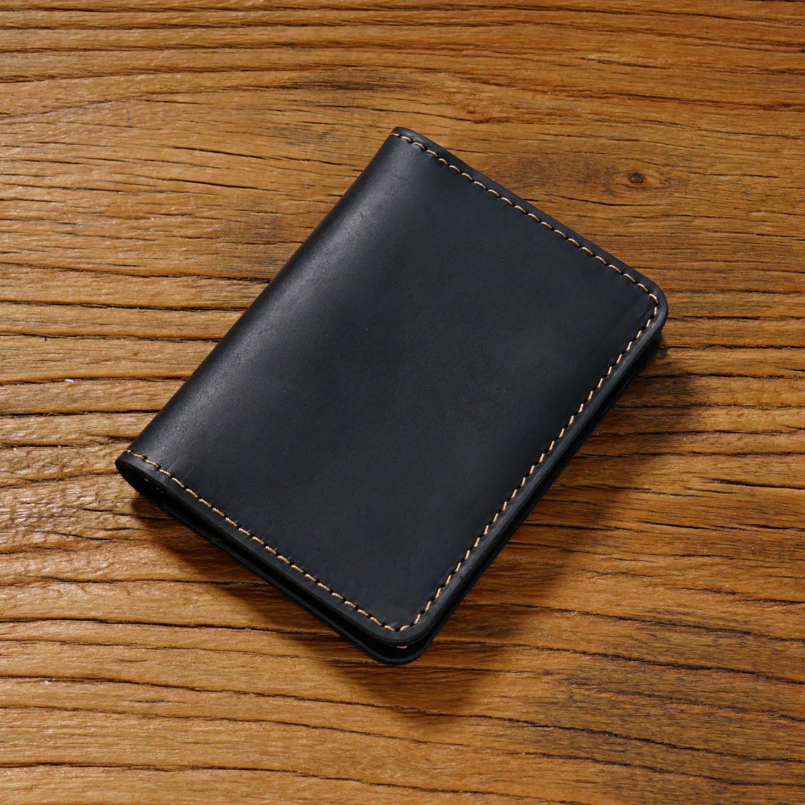 Genuine Leather Bifold Card Holder Vintage Minimalist Card Pocket Wallet Business Card Case with ID Window for Travel Gift
