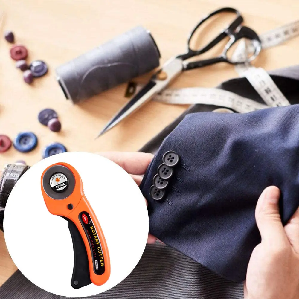 New 45mm Rotary Cutter Set Leather Craft Cutting Tool with Ergonomic Handle for DIY Fabric Patchworking Sewing Quilting Crafting