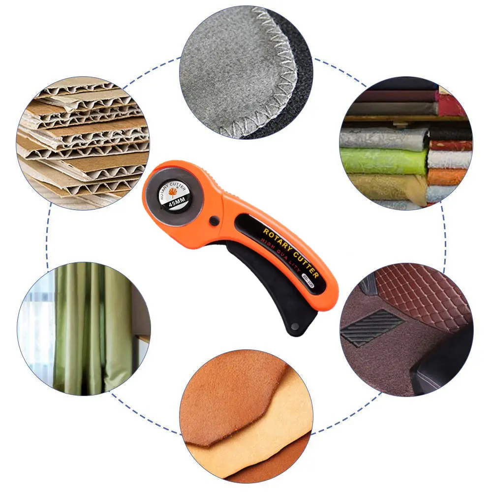 New 45mm Rotary Cutter Set Leather Craft Cutting Tool with Ergonomic Handle for DIY Fabric Patchworking Sewing Quilting Crafting