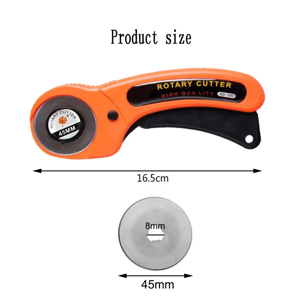New 45mm Rotary Cutter Set Leather Craft Cutting Tool with Ergonomic Handle for DIY Fabric Patchworking Sewing Quilting Crafting