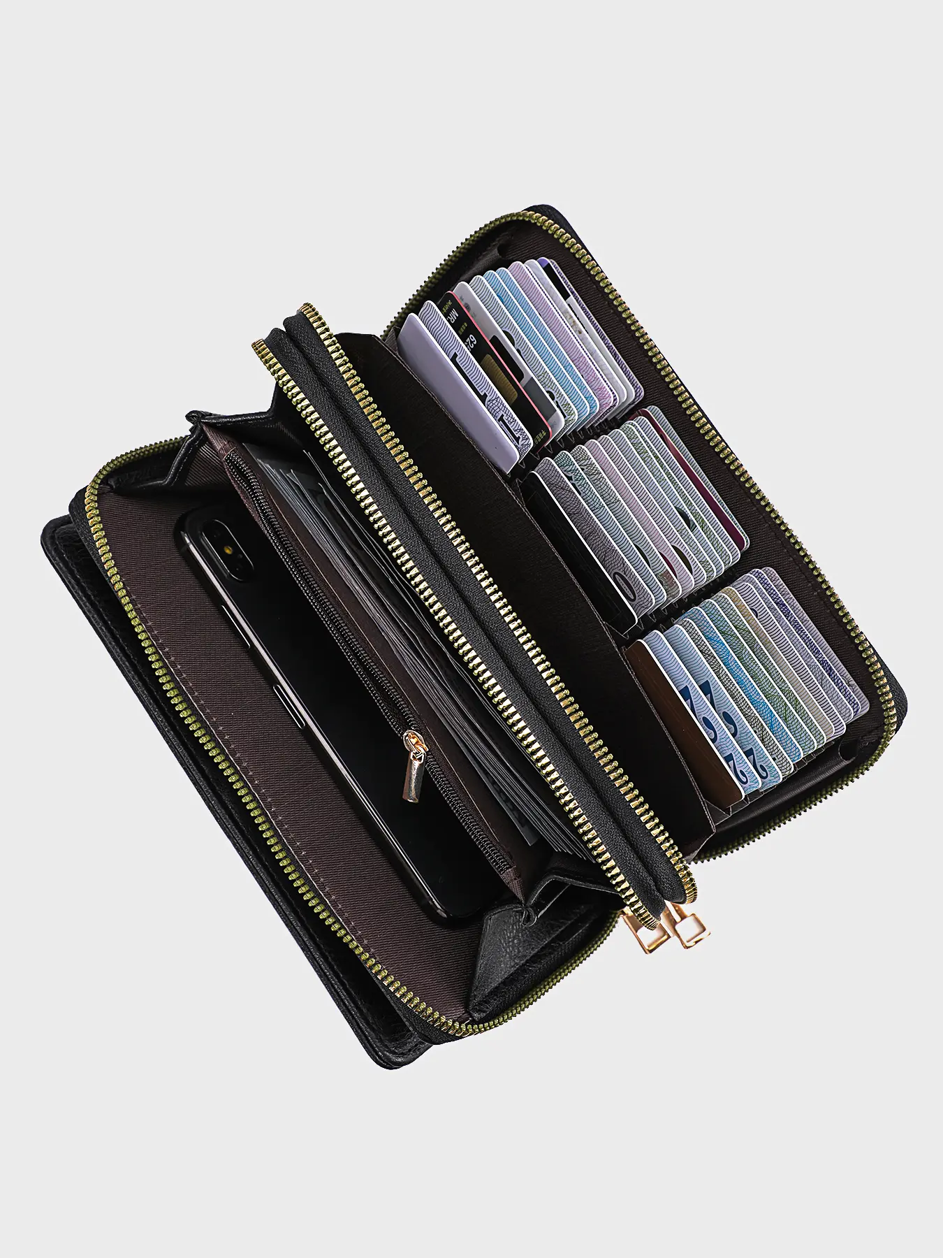 New women's long purse letter embroidery double zipper multi-function multi-card holding bag women's mobile purse