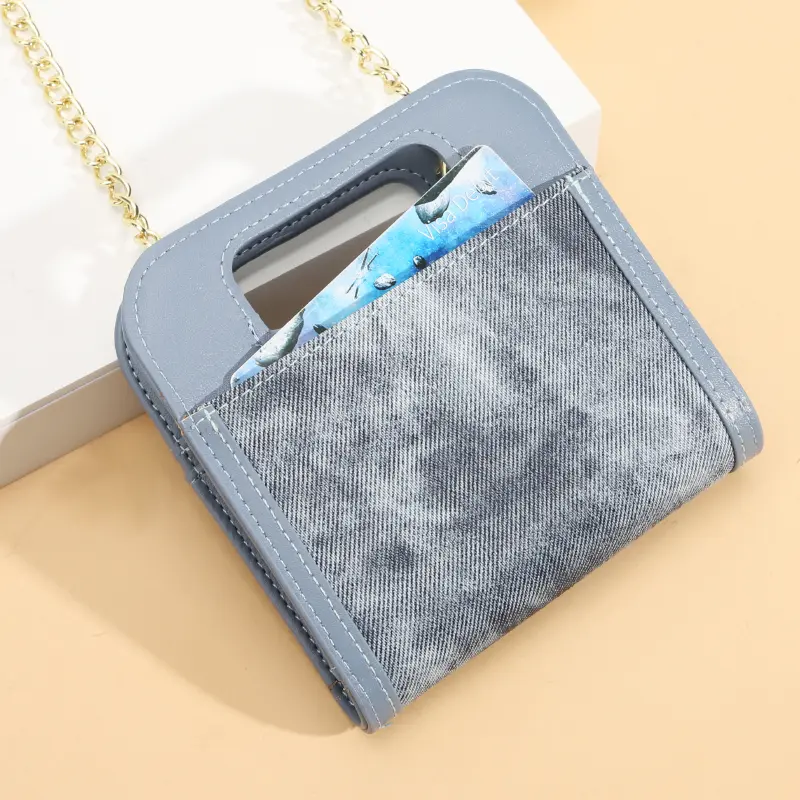 New women's advanced sense simple chain crossbody folding wallet short women's wallet ins female mouth red envelope