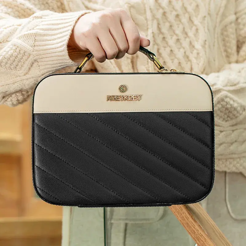 Large-capacity Handheld Makeup Box Leather Portable Travel Toiletries Organizer Waterproof Wash Bathing Cosmetic Bag Female Bags