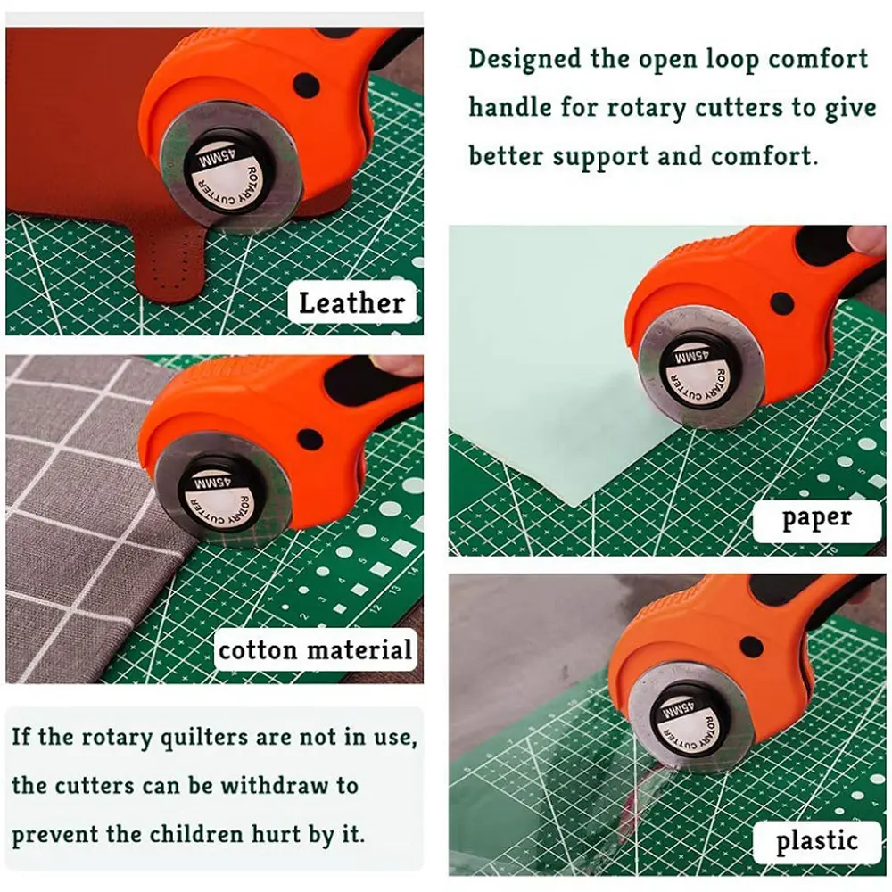 45mm Leather craft Rotary Cutter Leather Cutting Tool Leather Craft Fabric Circular Blade Knife DIY Patchwork Sewing Quilting
