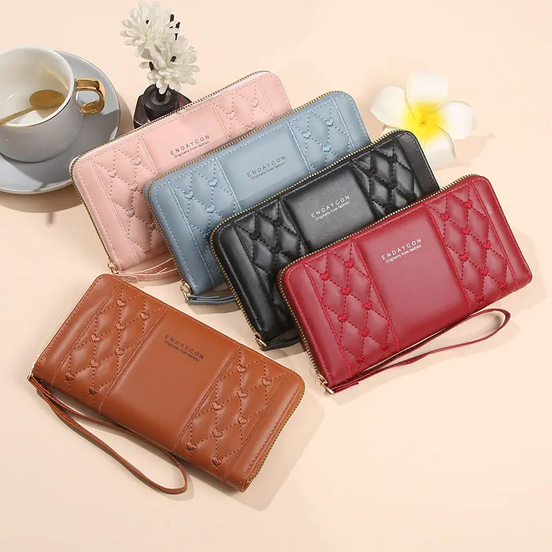 Purse female long single pull niche design sense ins style lady purse Korean version student coin wallet
