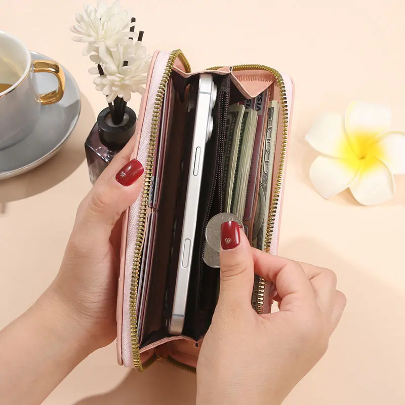 Purse female long single pull niche design sense ins style lady purse Korean version student coin wallet