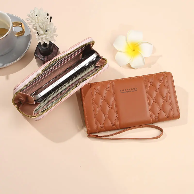 Purse female long single pull niche design sense ins style lady purse Korean version student coin wallet