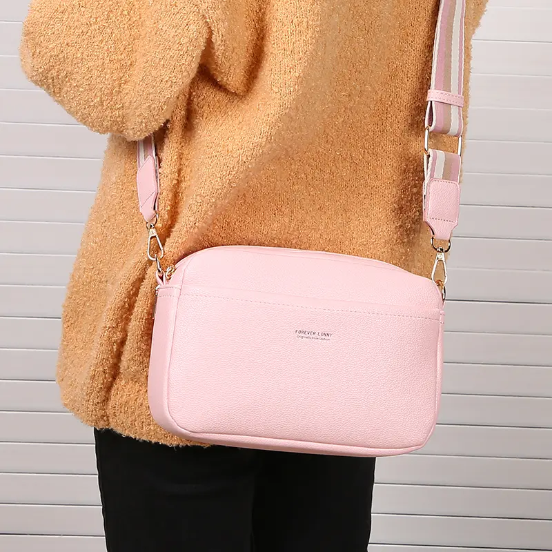 New Women's Bag Single Shoulder Crossbody Small Bag Multi Zipper Large Capacity Casual PU Women's Bag Women's Small Square Bag
