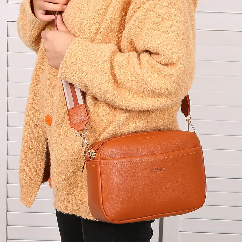 New Women's Bag Single Shoulder Crossbody Small Bag Multi Zipper Large Capacity Casual PU Women's Bag Women's Small Square Bag