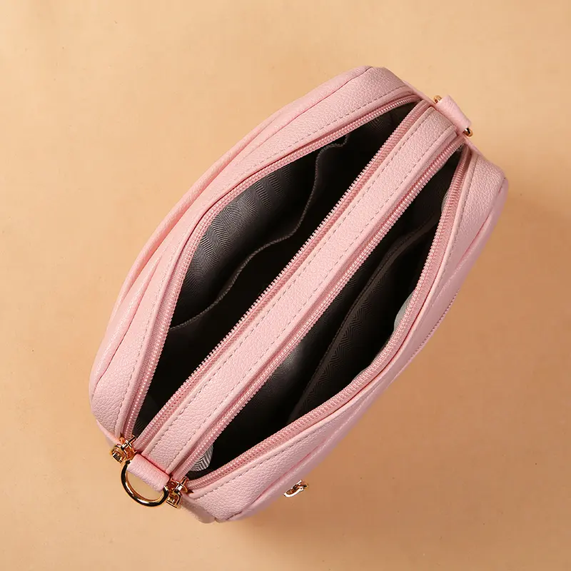 New Women's Bag Single Shoulder Crossbody Small Bag Multi Zipper Large Capacity Casual PU Women's Bag Women's Small Square Bag