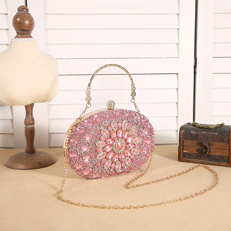 Cross-border explosive sunflower dinner bag Fashion banquet clutch bag Dress evening bag Diamond set bag European and American p