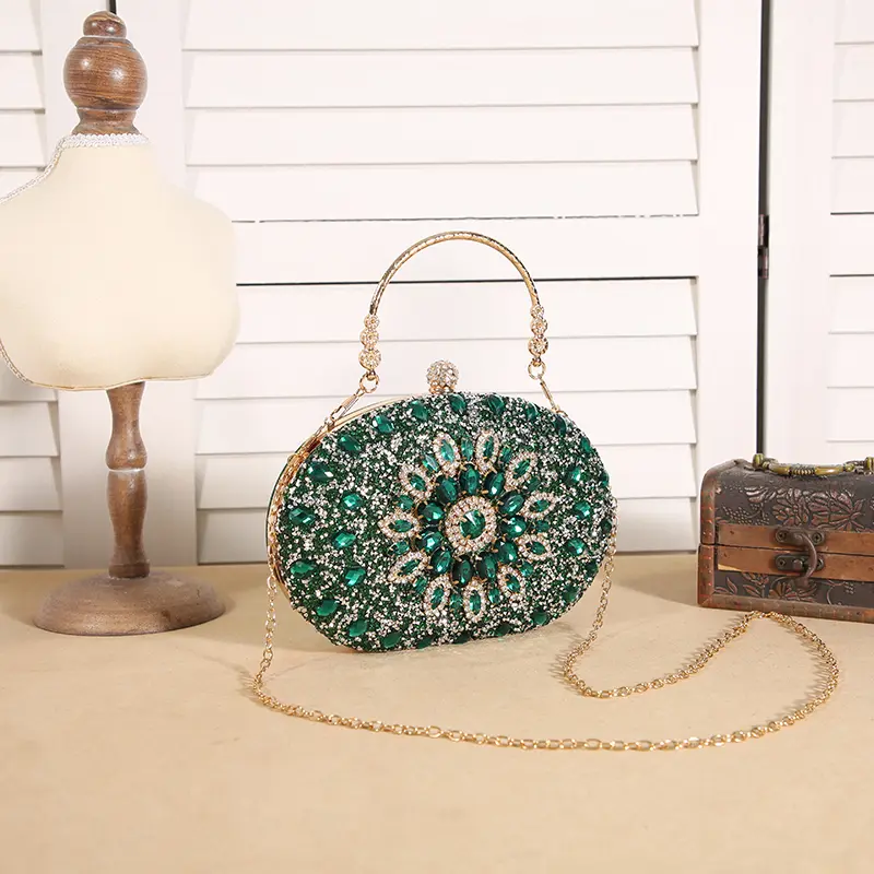 Cross-border explosive sunflower dinner bag Fashion banquet clutch bag Dress evening bag Diamond set bag European and American p