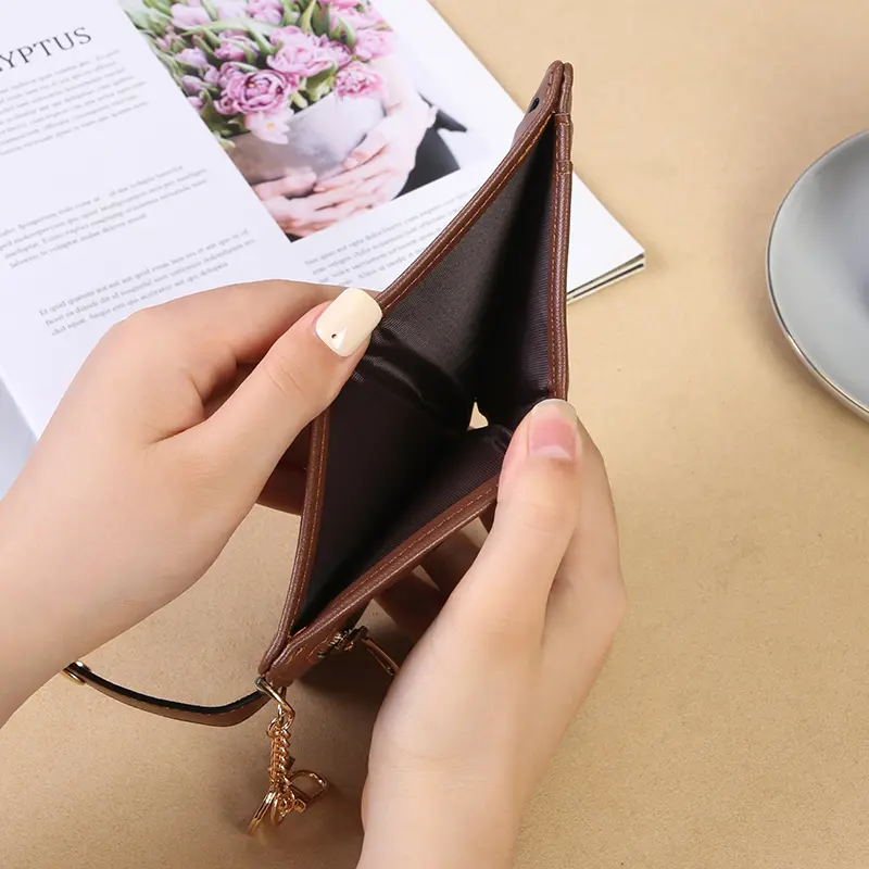 New minimalist women with keychain, multiple card slots, zero wallet, mini multifunctional small wallet card bag