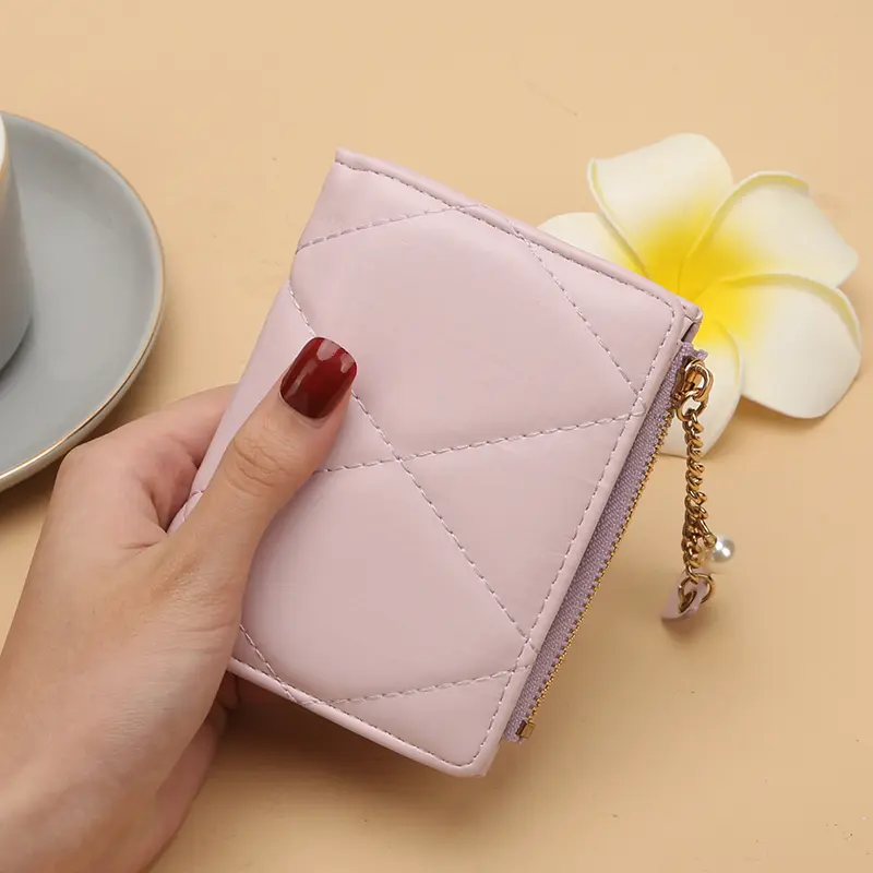 Pearl pendant ~ Simple multi-color two-fold large capacity WALLET cross-border new coin wallet ladies spot wallet