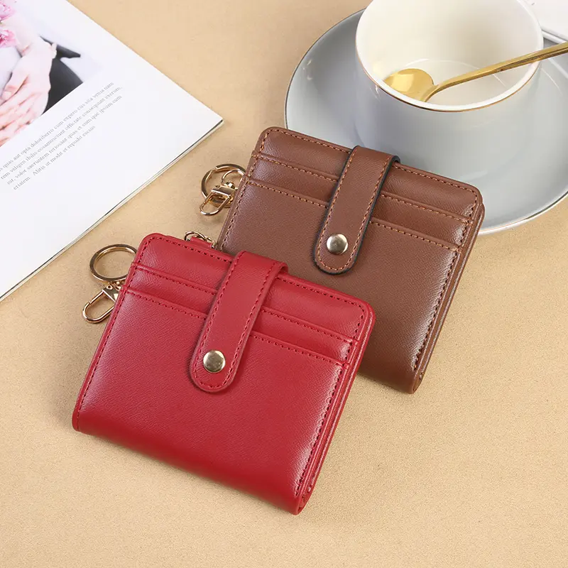 New minimalist women with keychain, multiple card slots, zero wallet, mini multifunctional small wallet card bag