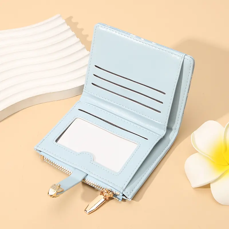 Women's short ins wallet Women's small wallet women's advanced sense folding wallet cross-border multi-card zero wallet