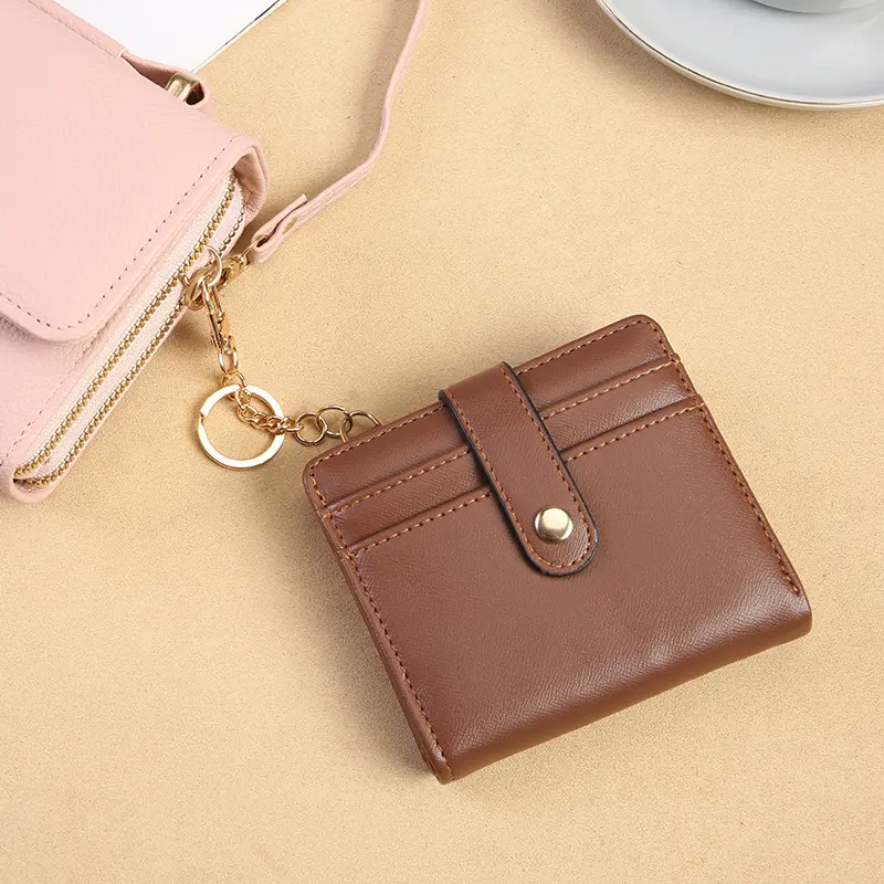 New minimalist women with keychain, multiple card slots, zero wallet, mini multifunctional small wallet card bag