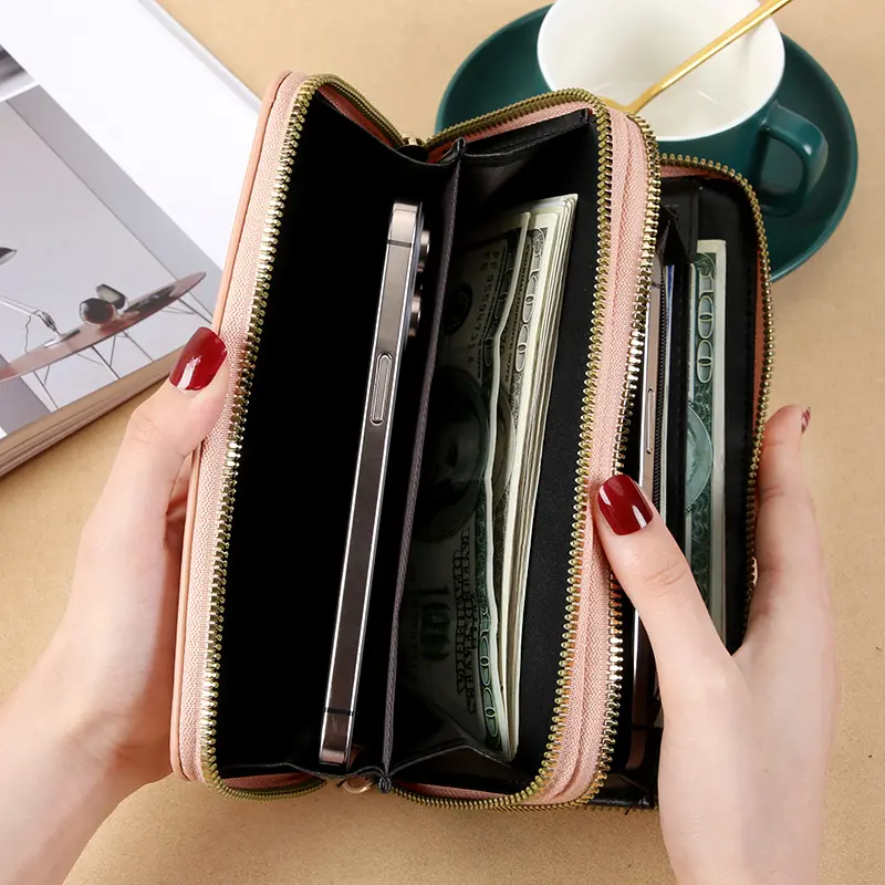 New Women's Wallet Korean Edition Double Zipper Long Handbag Multi Card Zipper Bag Women's Money Clip