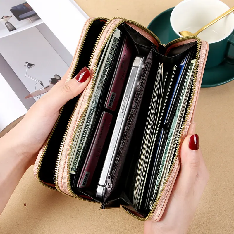 New Women's Wallet Korean Edition Double Zipper Long Handbag Multi Card Zipper Bag Women's Money Clip
