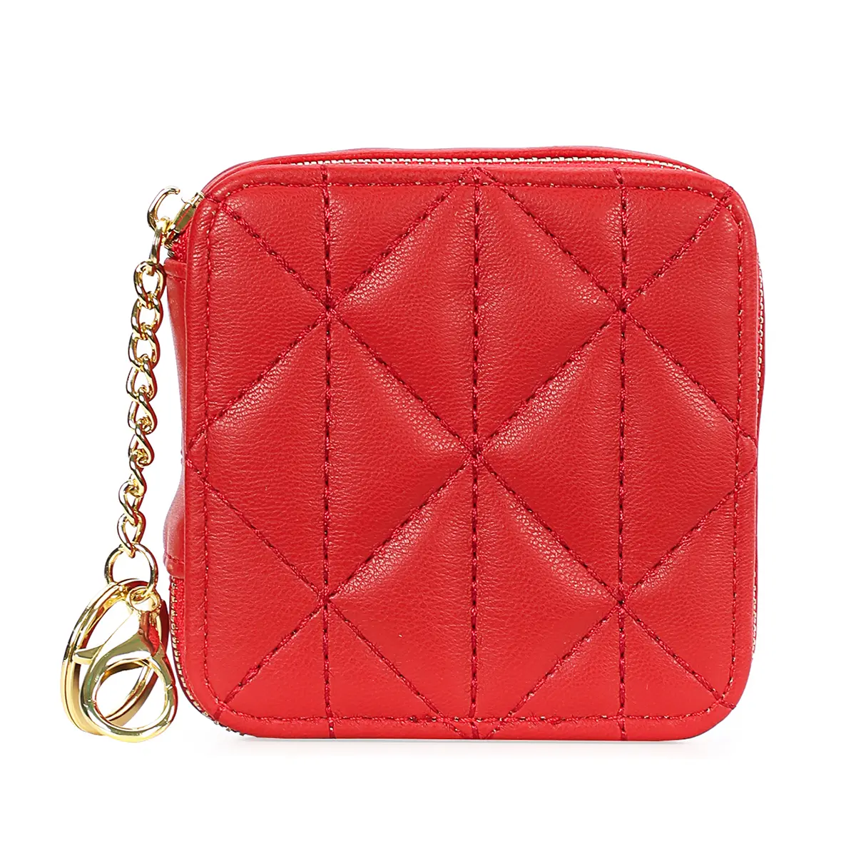 Women's diamond patterned mouth red bag, fashionable and portable with high-definition mirror makeup, zero wallet, key bag