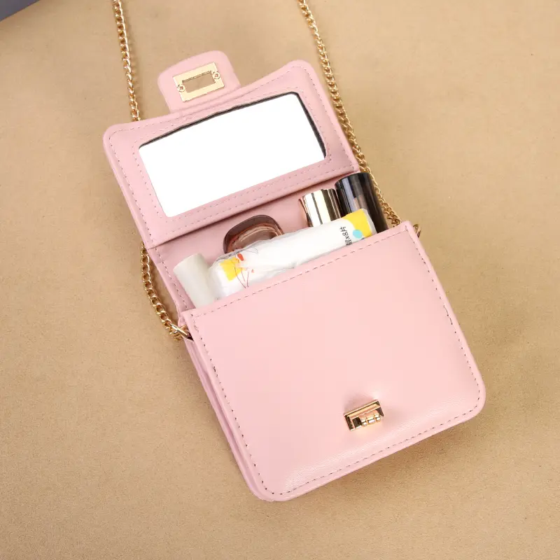 Makeup bag with mirror, new mini bag, crossbody bag, women's versatile Instagram chain small square bag
